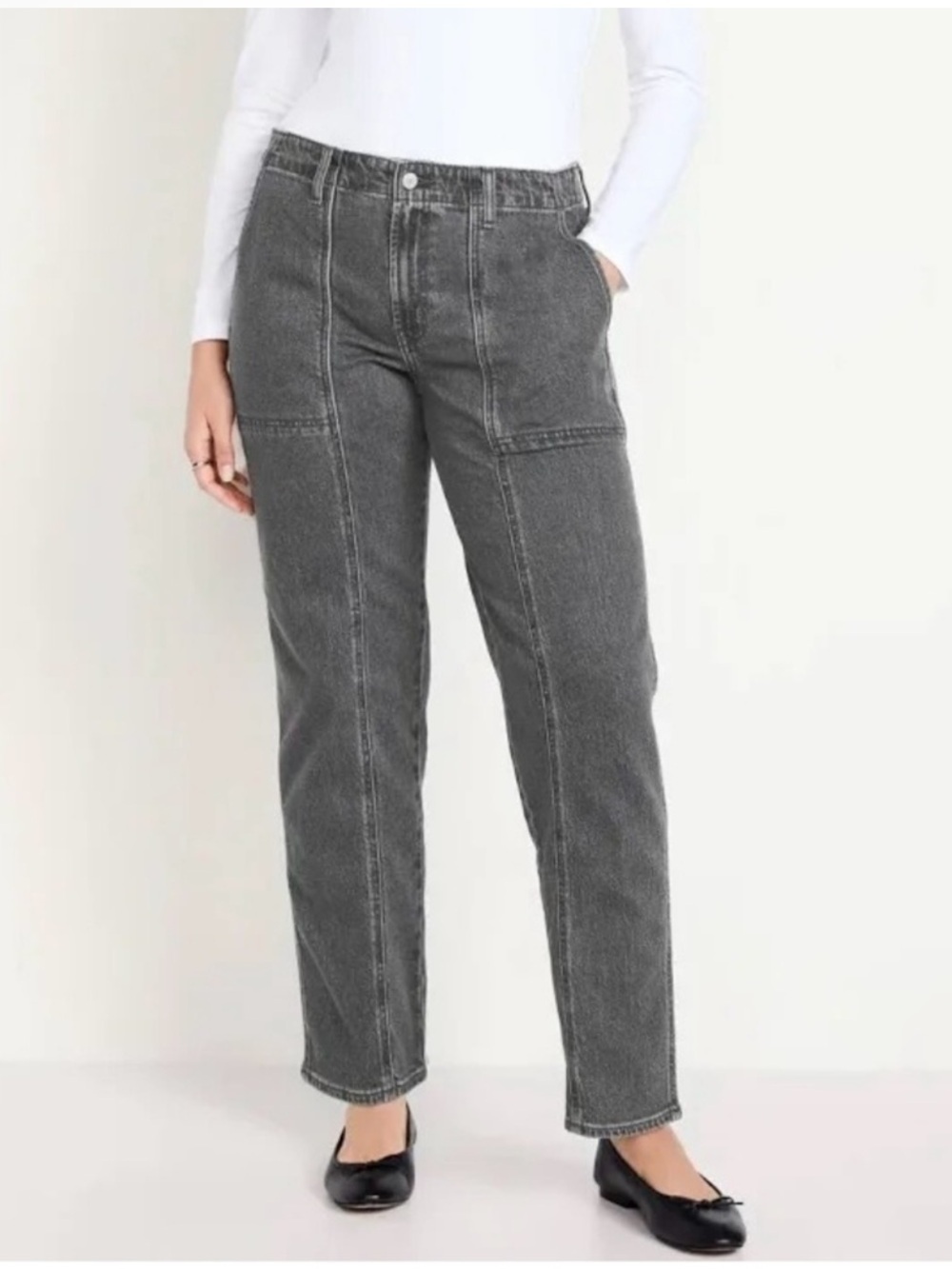 Old Navy Women’s Boyfriend Loose Fit Gray Jeans